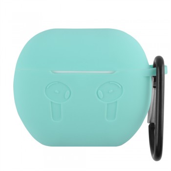 Чохол для AirPods 4 силіконовий м'ятний з карабіном захист від подряпин