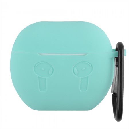 Чехол для AirPods 4 силиконовый мятный с карабином защита от царапин
