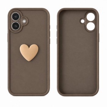 Защитный чехол для iPhone 16 Plus Beige Heart Silicon Case