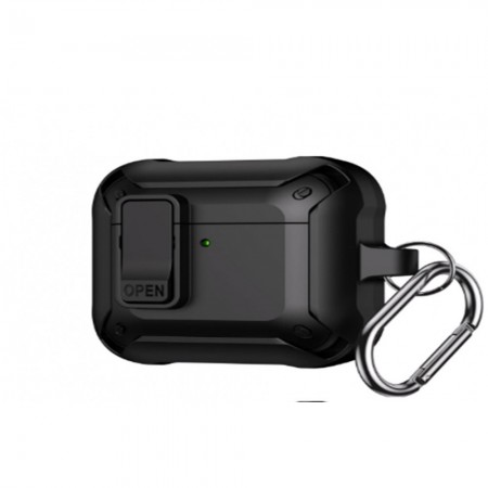 Чехол для AirPods Pro Armor Lock противоударный с карабином черный