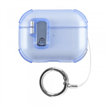 Чохол для AirPods Pro пластиковий із замком синій карабін захист