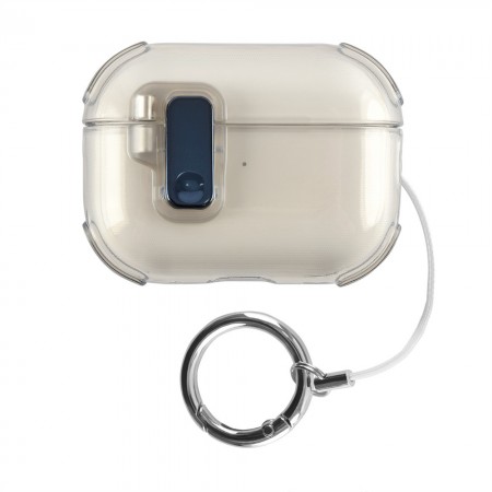 Чохол для AirPods 3 пластиковий із замком, сірий, карабін