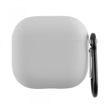 Чехол для наушников AirPods 4 с микрофиброй и карабином, серый