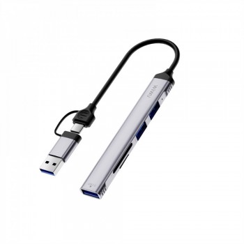 USB-хаб WiWU ZOLO Wi-HB003, 5-в-1, алюминиевый корпус, поддержка USB-C и USB-A