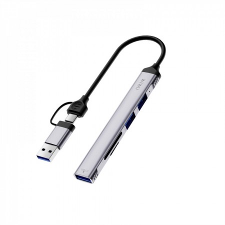 USB-хаб WiWU ZOLO Wi-HB003, 5-в-1, алюминиевый корпус, поддержка USB-C и USB-A