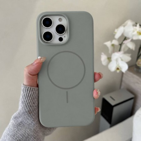 Силіконовий чохол HC з MagSafe для iPhone 16 Pro Max, світло-сірий