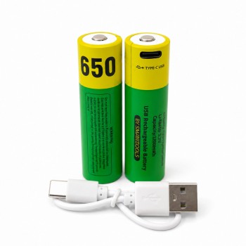 Акумуляторні батарейки Lithium-ion 2600mAh 18650 з Type-C роз'ємом (2 шт.)