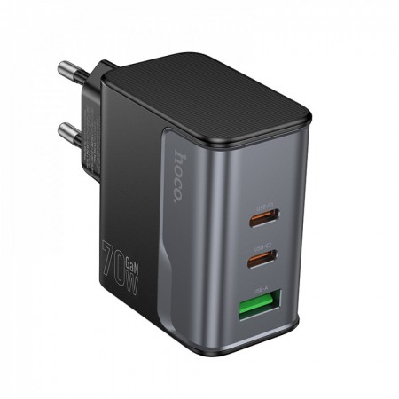 Сетевое зарядное устройство Hoco CS75A 70 Вт GaN 2 USB-C + USB-A PD QC 3.0, чёрное