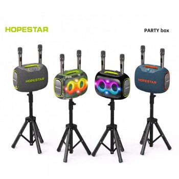 Портативная колонка Hopestar Party Box с микрофонами и LED-подсветкой