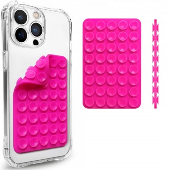 Держатель-присоска no brand Double Side Silicone неон розовый 6.5x10 см