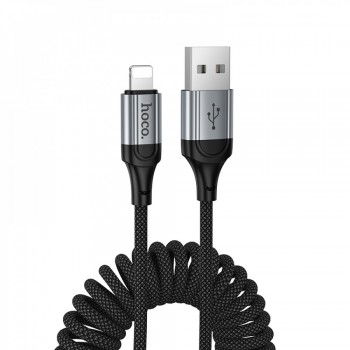 Кабель Lightning Hoco X121 2.4A 1.5м пружинный плетёный быстрая зарядка