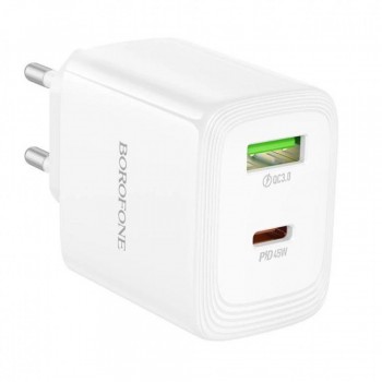 Мережевий зарядний пристрій Borofone BN30 45W PD QC3.0 два порти USB Type-C