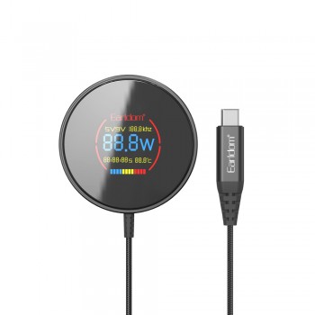 Бездротовий зарядний пристрій Earldom ET-WC67 з LED-дисплеєм, Type-C, 15W Бездротовий зарядний пристрій Earldom ET-WC67 з LED-дисплеєм, Type-C, 15W