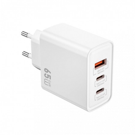 Мережевий зарядний пристрій WiWU Wi-G005 65W 2xUSB-C 1xUSB-A GaN