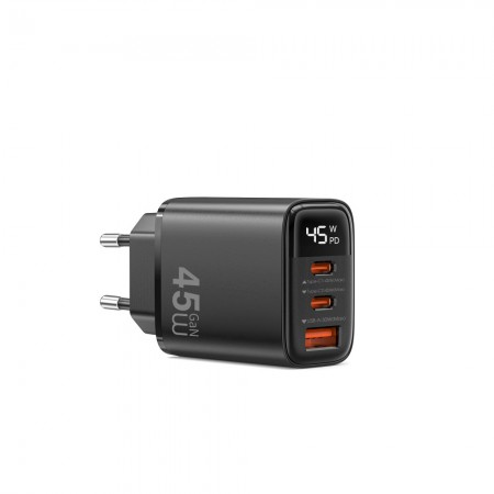 Сетевое зарядное устройство WiWU Wi-G011 45W 2xUSB-C + USB-A, GaN, быстрая зарядка