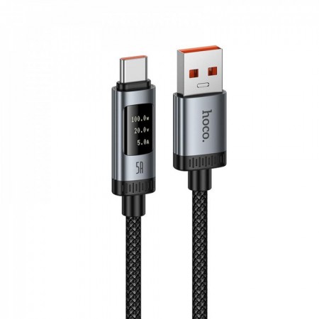 Кабель USB-C Hoco U148 5A 100W 1м нейлонова оплетка дисплей