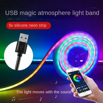 LED стрічка RGB Neon Rope 10м з пультом USB керування IP67 гнучка силіконова