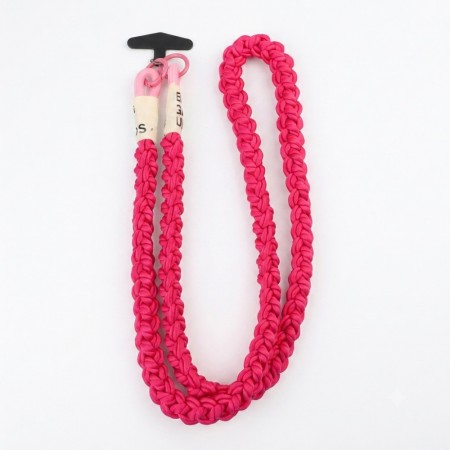 Шнурок на шею Knitting Neon Pink плетёный неоновый для телефона