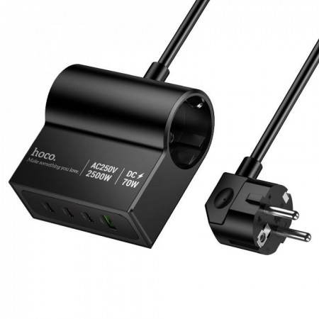 Мережевий фільтр Hoco AC34 2 розетки 3 Type-C 1 USB 70W 1.5м