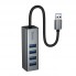 USB хаб Hoco HB1B 4 порта USB 3.0, алюминиевый корпус, кабель 20 см