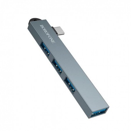 USB хаб Borofone FH1A Type-C на 4 порта алюминиевый корпус 1xUSB 3.0 3xUSB 2.0