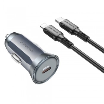 Автомобільний зарядний пристрій Borofone BZ26A 43W PD QC3.0 з кабелем C-Lightning 1м