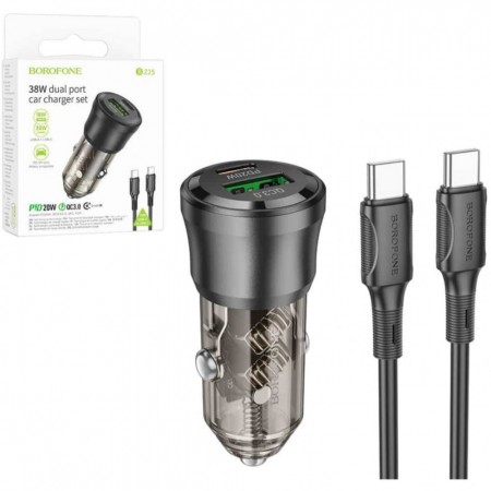 Автомобильное зарядное устройство Borofone BZ25 38Вт PD QC3.0 кабель Type-C 1м