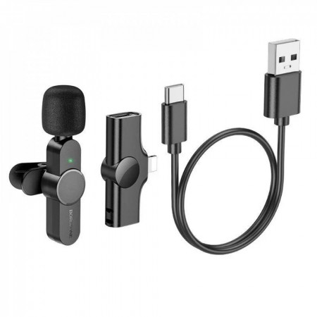 Беспроводной микрофон Borofone BFK12 USB-C Lightning для смартфонов и записи