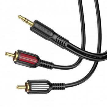 Аудіо кабель Borofone BL11 Aux to 2 RCA 1м позолочені роз'єми