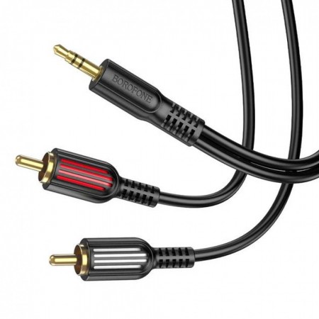 Аудіо кабель Borofone BL11 Aux to 2 RCA 1м позолочені роз'єми