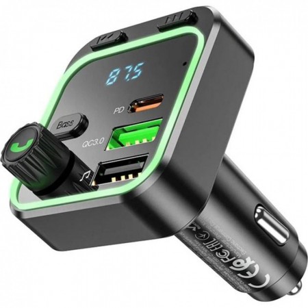 FM модулятор Borofone BC53 з Bluetooth, QC3.0, PD, USB, підсвіткою