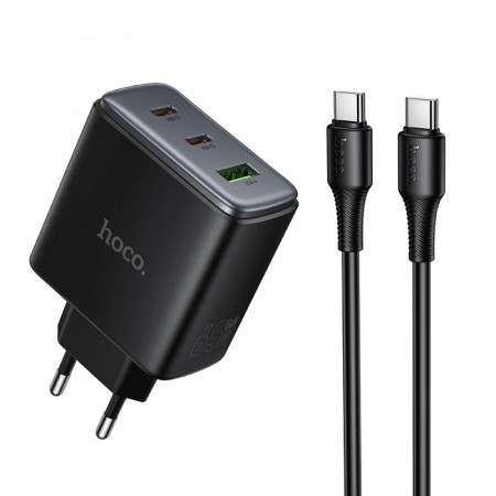 Сетевое зарядное устройство Hoco C160A 65Вт GaN 2xUSB-C 1xUSB-A с кабелем Type-C