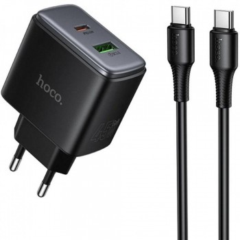 Сетевое зарядное устройство Hoco C158A 45W PD QC3.0 с кабелем Type-C 1м