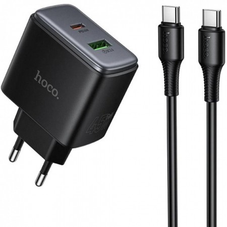 Сетевое зарядное устройство Hoco C158A 45W PD QC3.0 с кабелем Type-C 1м