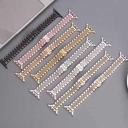 Ремешок металлический 5 Bead для Apple Watch 38/40/41 мм черный стильный