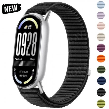 Ремешок Nylon Loop для Xiaomi Mi Band 8 9 10 черный, нейлоновый, регулируемый