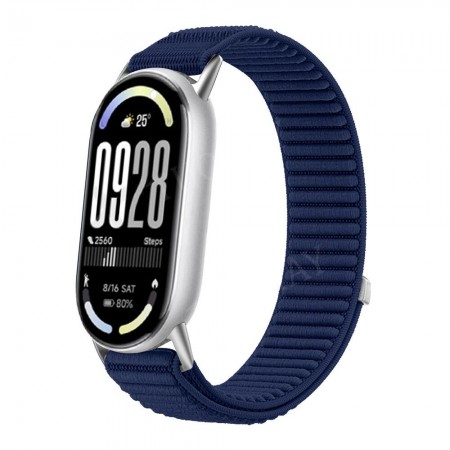 Ремінець нейлоновий для Xiaomi Mi Band 8 9 10 синій, регульований, Loop