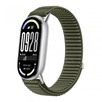 Ремешок Nylon Loop для Xiaomi Mi Band 8 9 10 зеленый, нейлоновый, регулируемый