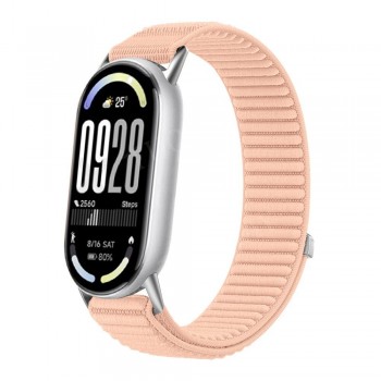 Ремінець нейлоновий для Xiaomi Mi Band 8/9/10 рожевий, м'який, регульований