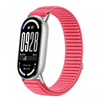 Ремінець нейлоновий для Xiaomi Mi Band 8 9 10 рожевий, м'який, регульований