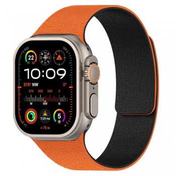Силіконовий ремінець Magic для Apple Watch 42/44/45/49 мм помаранчево-чорний