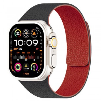 Силіконовий ремінець Magic Silicon для Apple Watch 42/44/45/49 мм чорний-червоний