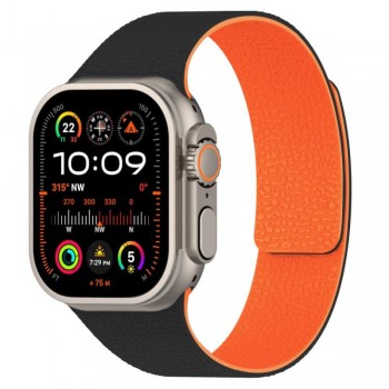 Силіконовий ремінець Magic для Apple Watch 42/44/45/49 мм чорний-оранжевий
