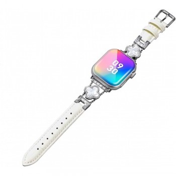Ремінець для Apple Watch Leaf Clover 38/40/41 мм білий з декором, жіночий