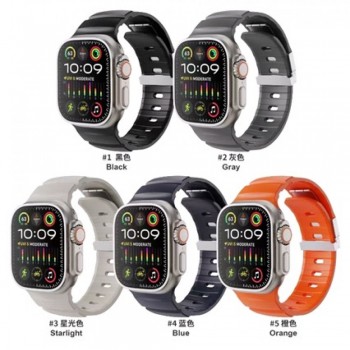 Ремінець силіконовий Ribbed для Apple Watch 42/44/45/49 мм помаранчевий, спортивний