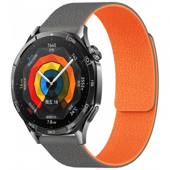 Ремінець для годинника Pebbled Magnetic Strap універсальний 20 мм сіро-помаранчевий магнітний