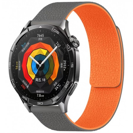 Ремінець для годинника Pebbled Magnetic Strap універсальний 22 мм сіро-помаранчевий