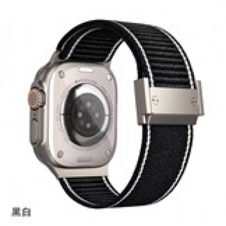 Ремешок для часов Nylon Metal Lock для Apple Watch 42/44/45/49 мм черный нейлон