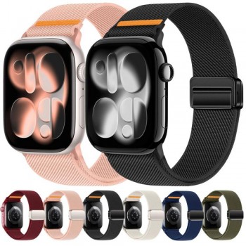 Ремешок для часов Striped Magnetic Buckle для Apple Watch 42/44/45/49 мм оранжевый, нейлоновый