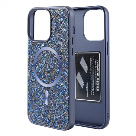 Чехол Swarovski Diamond Series для iPhone 17 Pro с MagSafe, синий, блестящий